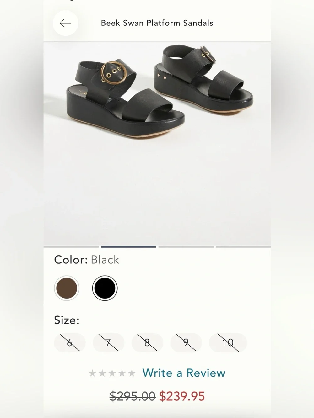 Beek Swan Black Leather Platform Sandals with gold buckles 8